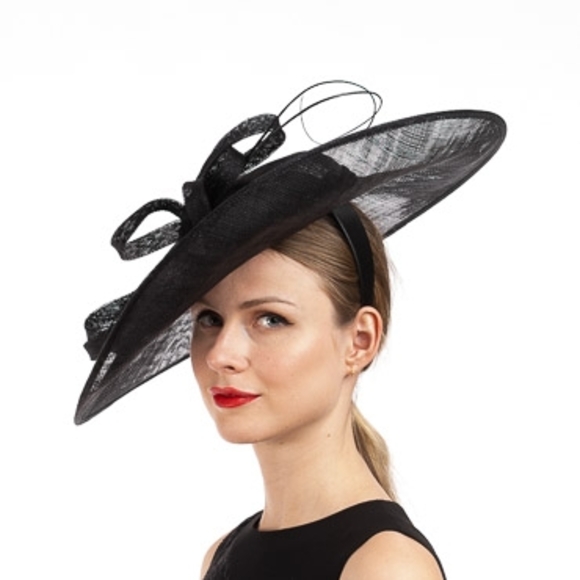 Elegant Stunning Black Beloved Millinery Fascinator Church Brunch Tea Funeral